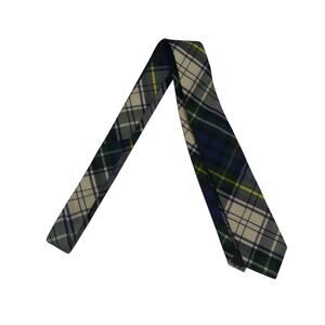 Crewcuts By J Crew Boys Cotton Tie Dudley Plaid Tie Blue Green Black Yellow 42"